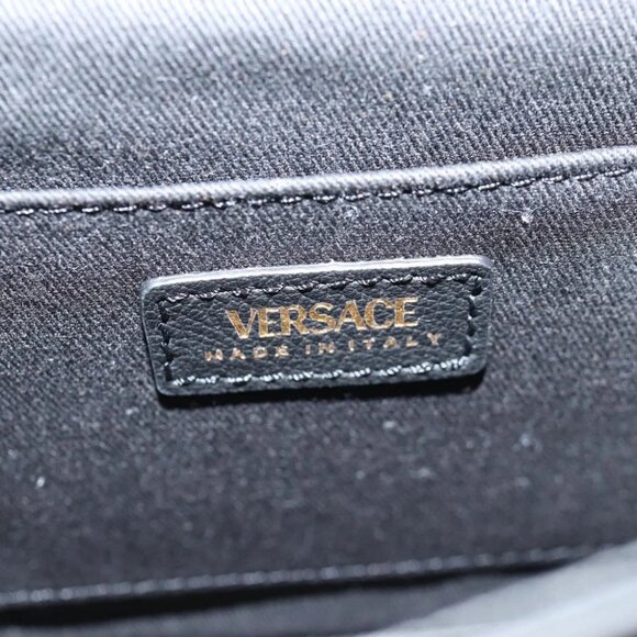 VERSACE Shoulder Bag Leather Black Gold Auth 118818A - Picture 2 of 13